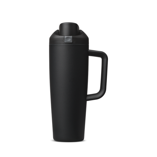 FreeSip Tumbler 30oz, matte black body with black lid and handle
